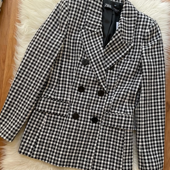 Zara Textured Houndstooth Jacket M NWT - Picture 5 of 7